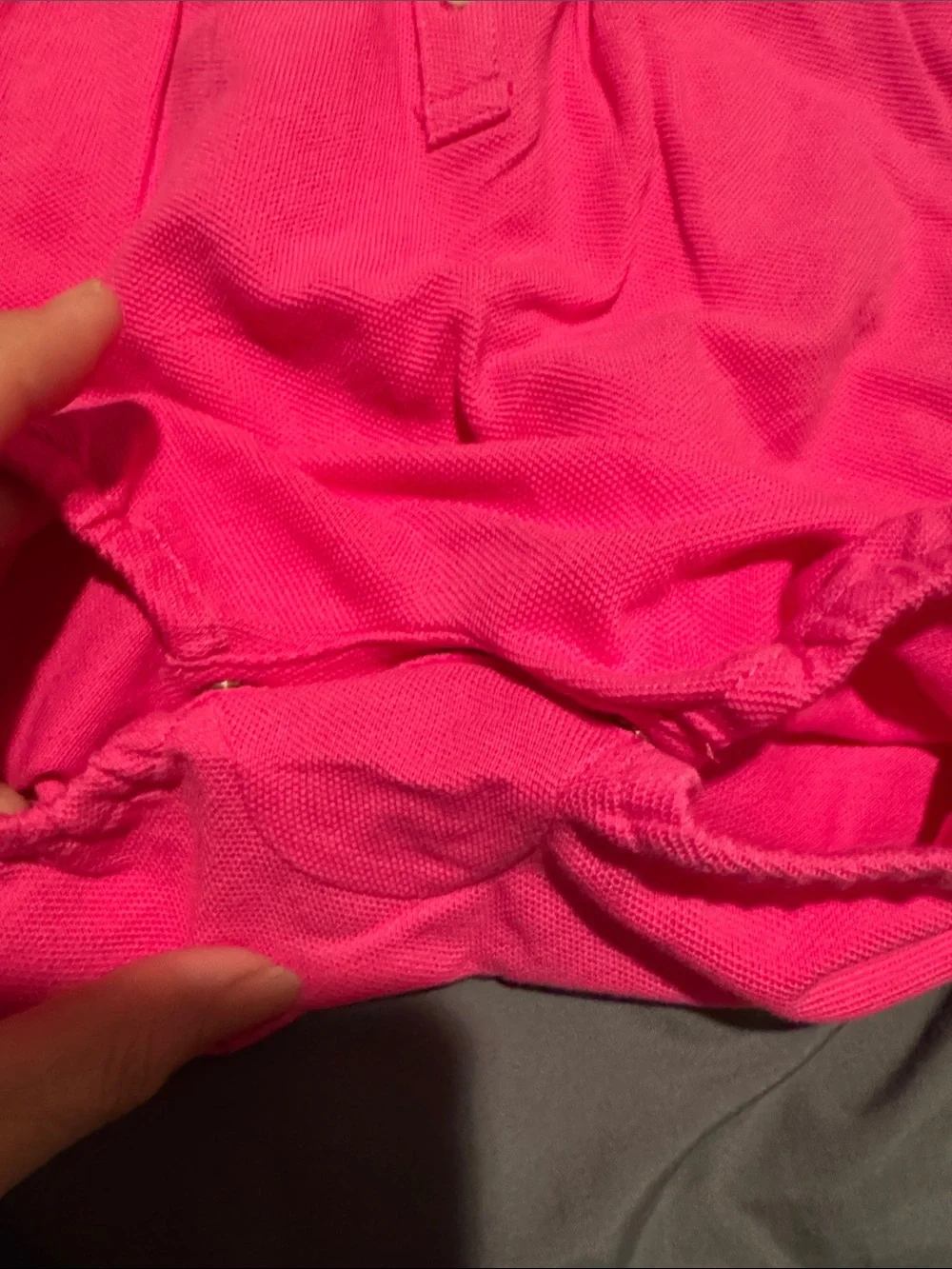 Ralph Lauren Hot Pink Polo Bubble Romper with Yellow logo with floral ruffle